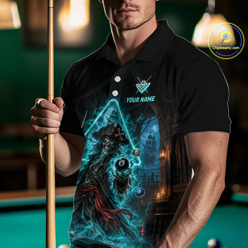 Custom Grim Reaper Billiard Shirts Pirate 8 Ball Billiard Pool Jersey