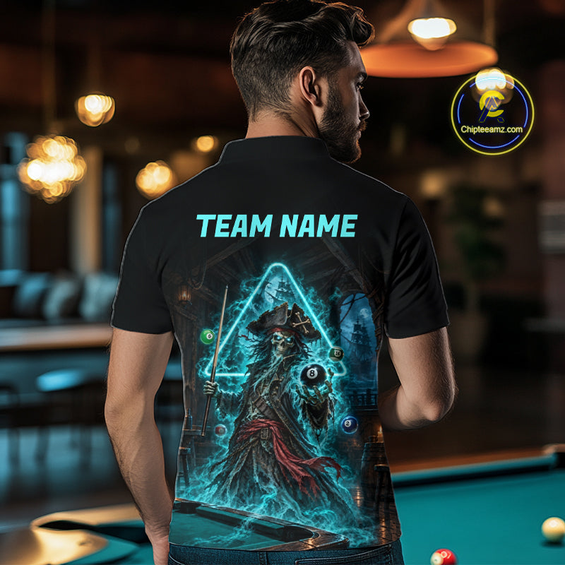 Custom Grim Reaper Billiard Shirts Pirate 8 Ball Billiard Pool Jersey