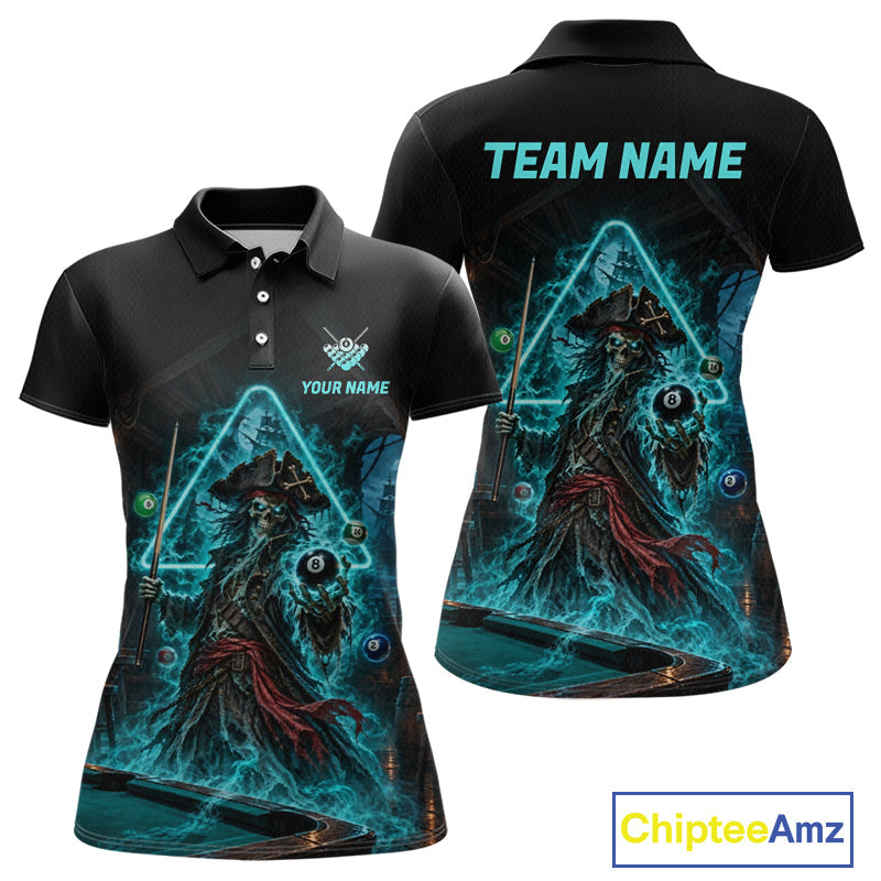 Custom Grim Reaper Billiard Shirts Pirate 8 Ball Billiard Pool Jersey