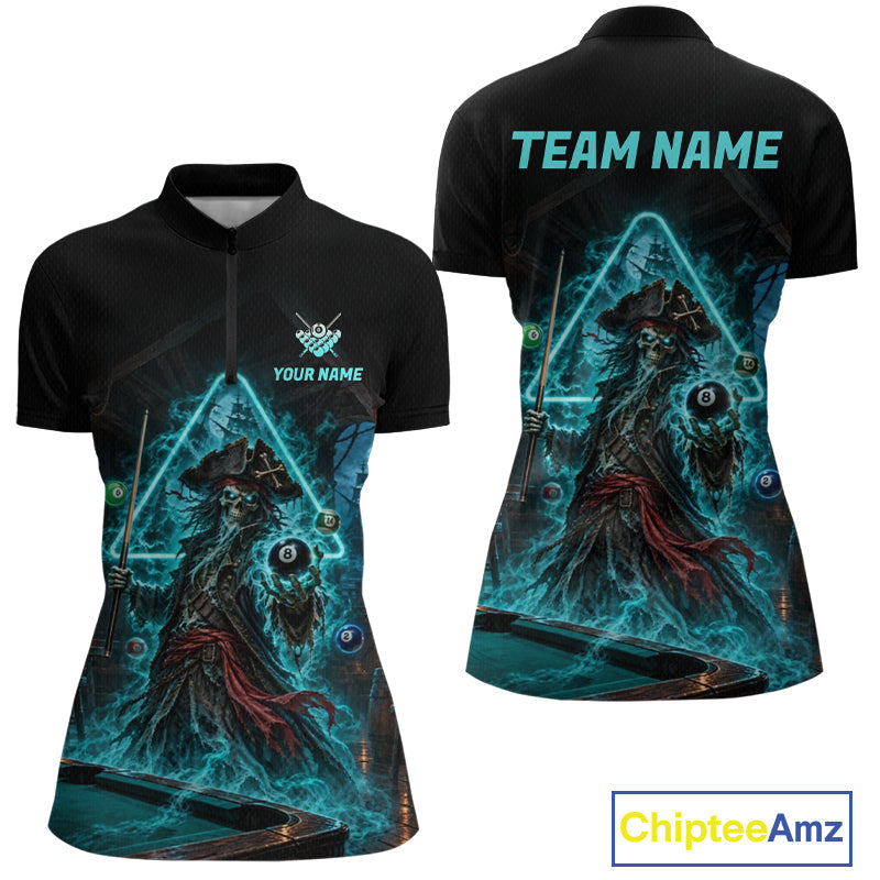 Custom Grim Reaper Billiard Shirts Pirate 8 Ball Billiard Pool Jersey