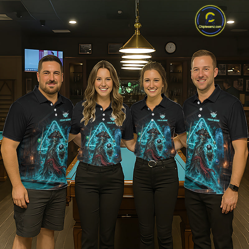 Custom Grim Reaper Billiard Shirts Pirate 8 Ball Billiard Pool Jersey