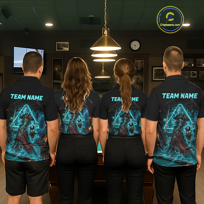 Custom Grim Reaper Billiard Shirts Pirate 8 Ball Billiard Pool Jersey