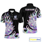 Custom Holographic Flame Bowling Shirt Bowling League Jersey Polo & 1/4-Zip