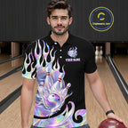 Custom Holographic Flame Bowling Shirt Bowling League Jersey Polo & 1/4-Zip