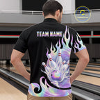 Custom Holographic Flame Bowling Shirt Bowling League Jersey Polo & 1/4-Zip