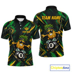 Custom Green Yellow Pineapple 8 Ball Billiard Shirt Funny Billiard Jerseys Polo & 1/4-Zip