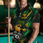 Custom Green Yellow Pineapple 8 Ball Billiard Shirt Funny Billiard Jerseys Polo & 1/4-Zip