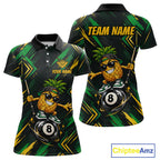 Custom Green Yellow Pineapple 8 Ball Billiard Shirt Funny Billiard Jerseys Polo & 1/4-Zip