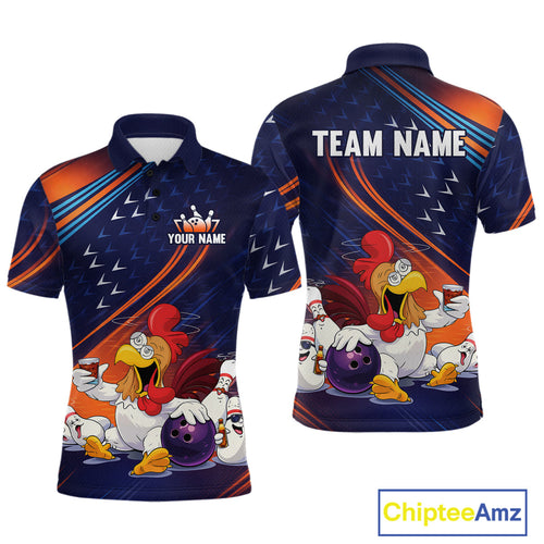 Funny Chicken Polo Bowling Shirt Custom Bowling Jersey 1/4 Zip Bowling Outfit