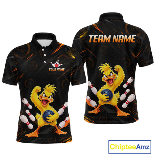 Custom Funny Duck Bowling Shirt Orange Bowling Jersey Polo & 1/4-Zip