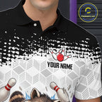 Custom Funny Raccoon Bowling Shirt Black White Bowling Jersey