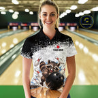 Custom Funny Raccoon Bowling Shirt Black White Bowling Jersey