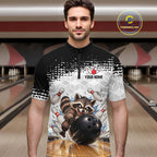 Custom Funny Raccoon Bowling Shirt Black White Bowling Jersey