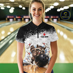Custom Funny Raccoon Bowling Shirt Black White Bowling Jersey