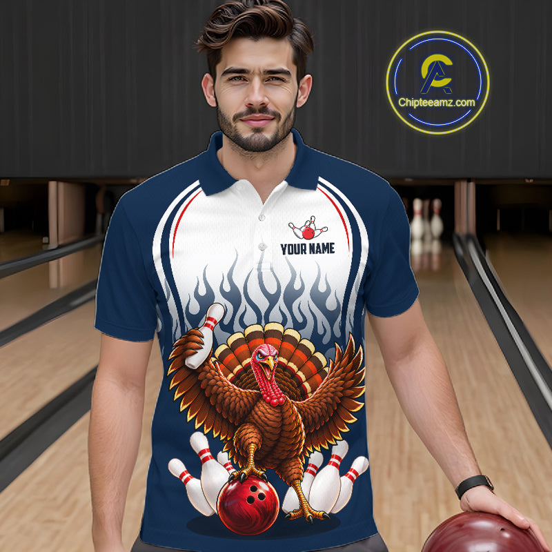 Funny Turkey Bowling Shirts Personalized Navy Bowling Jersey League