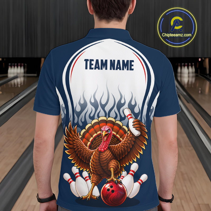 Funny Turkey Bowling Shirts Personalized Navy Bowling Jersey League