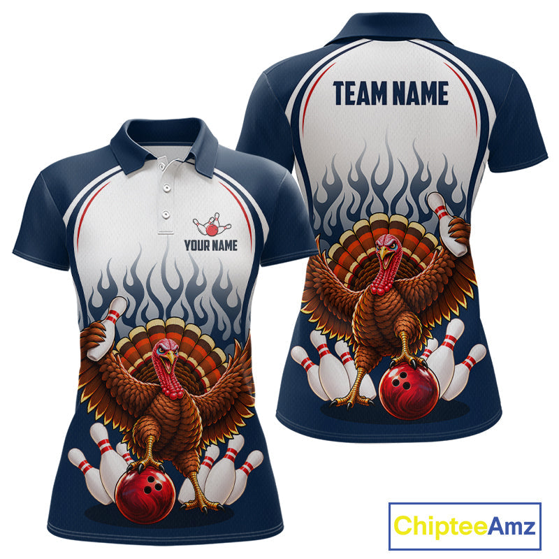 Funny Turkey Bowling Shirts Personalized Navy Bowling Jersey League