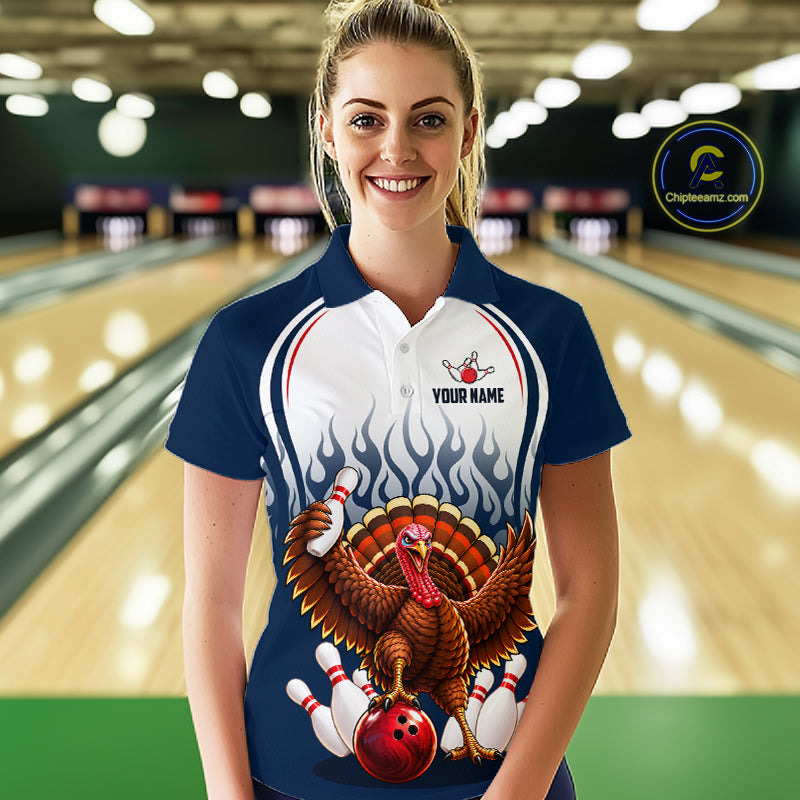 Funny Turkey Bowling Shirts Personalized Navy Bowling Jersey League