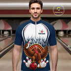 Funny Turkey Bowling Shirts Personalized Navy Bowling Jersey League