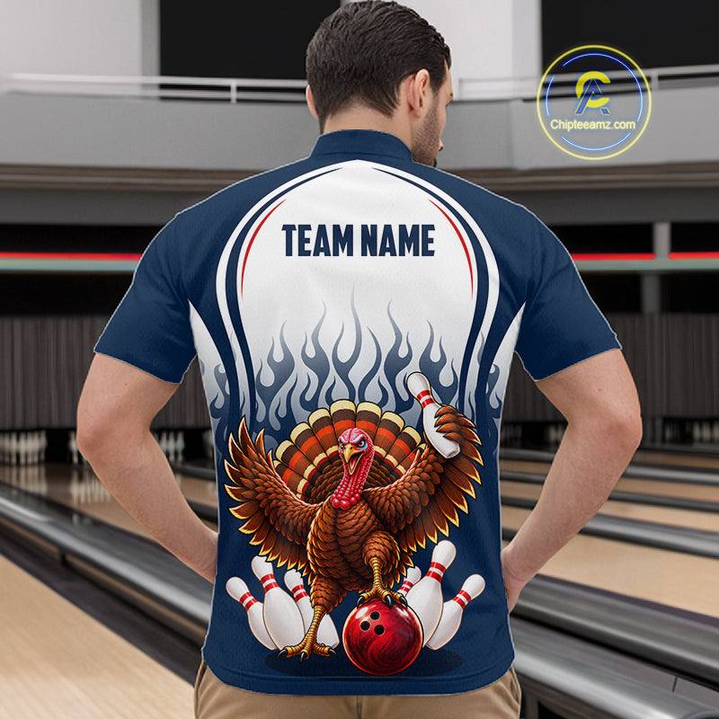 Funny Turkey Bowling Shirts Personalized Navy Bowling Jersey League