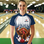 Funny Turkey Bowling Shirts Personalized Navy Bowling Jersey League