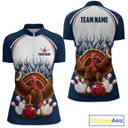 Funny Turkey Bowling Shirts Personalized Navy Bowling Jersey League