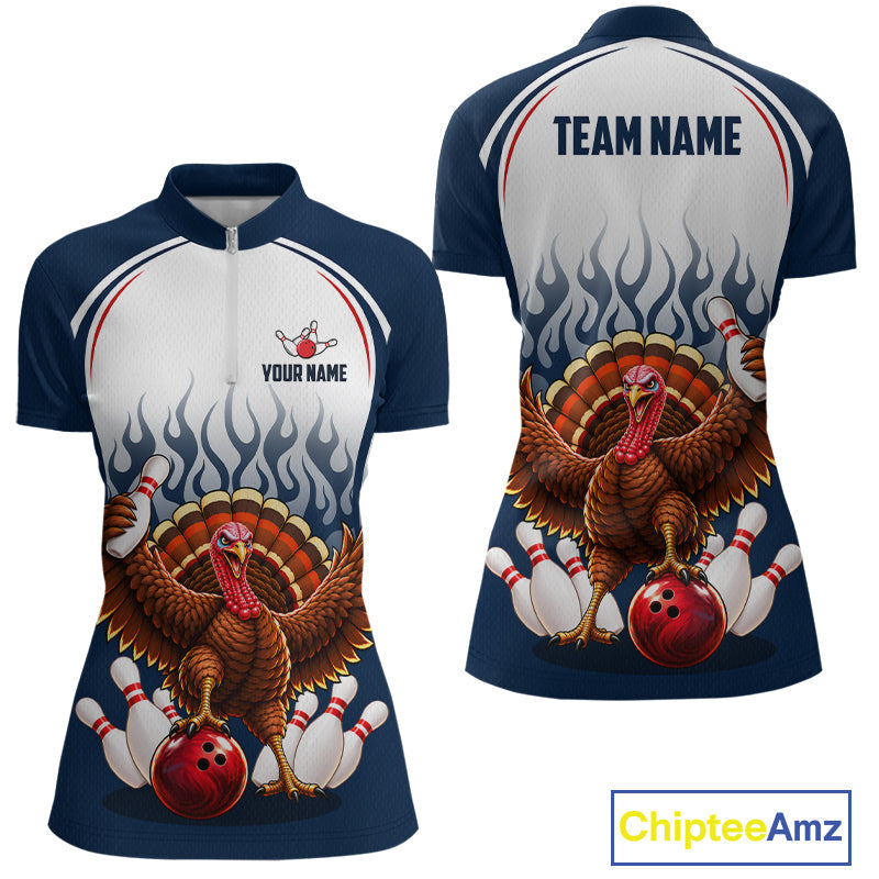 Funny Turkey Bowling Shirts Personalized Navy Bowling Jersey League