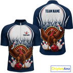 Funny Turkey Bowling Shirts Personalized Navy Bowling Jersey League