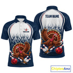 Custom Funny Turkey Bowling Shirts Navy Bowling League Jersey