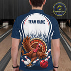 Custom Funny Turkey Bowling Shirts Navy Bowling League Jersey