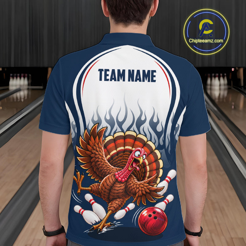 Custom Funny Turkey Bowling Shirts Navy Bowling League Jersey
