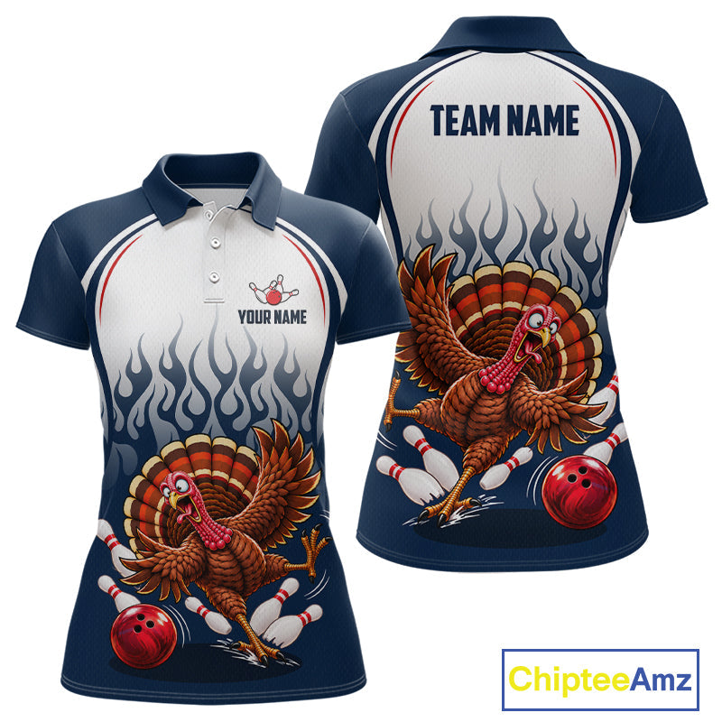 Custom Funny Turkey Bowling Shirts Navy Bowling League Jersey