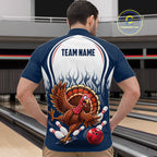 Custom Funny Turkey Bowling Shirts Navy Bowling League Jersey