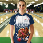 Custom Funny Turkey Bowling Shirts Navy Bowling League Jersey