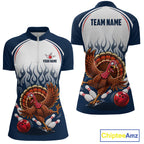 Custom Funny Turkey Bowling Shirts Navy Bowling League Jersey