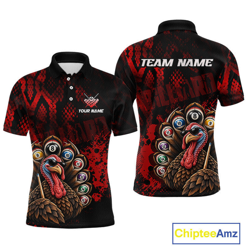 Custom Funny Turkey Billiard Shirts Red Billiard Pool Jersey