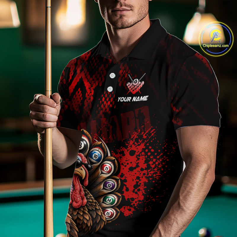 Custom Funny Turkey Billiard Shirts Red Billiard Pool Jersey