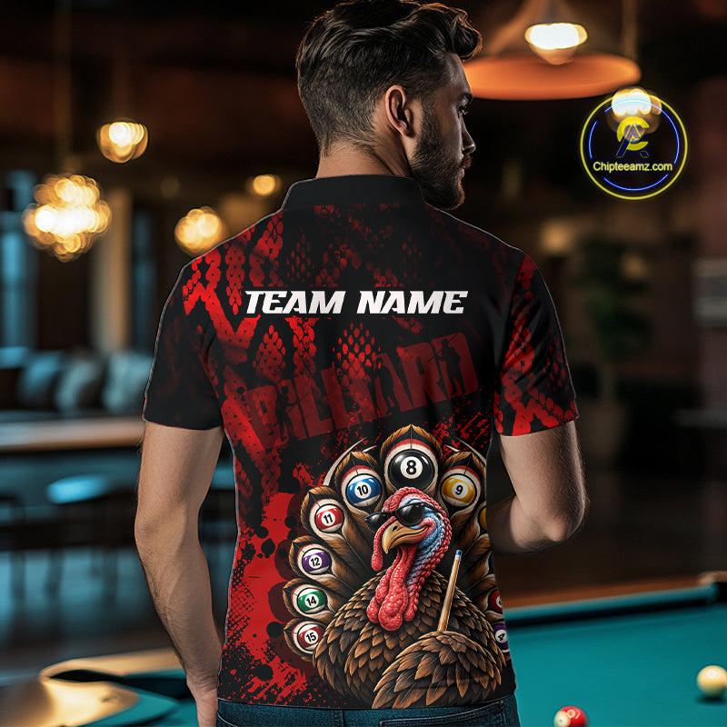 Custom Funny Turkey Billiard Shirts Red Billiard Pool Jersey