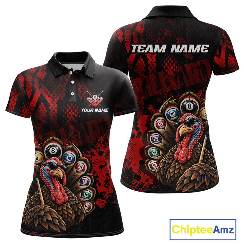 Custom Funny Turkey Billiard Shirts Red Billiard Pool Jersey