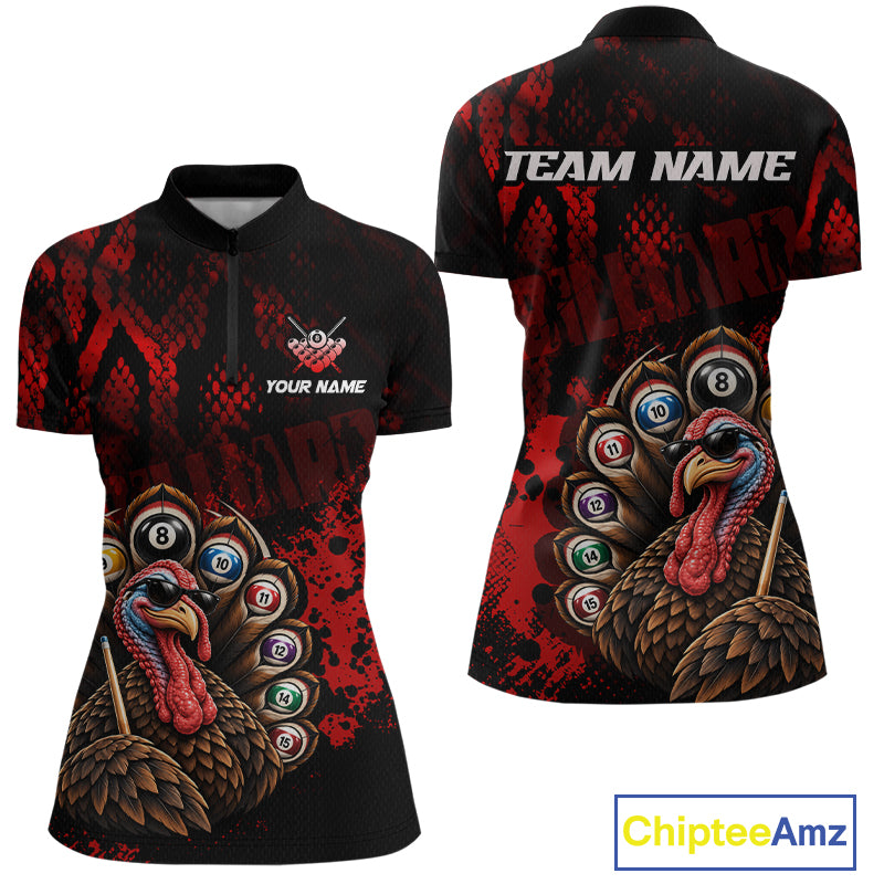 Custom Funny Turkey Billiard Shirts Red Billiard Pool Jersey