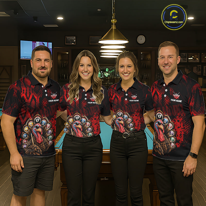 Custom Funny Turkey Billiard Shirts Red Billiard Pool Jersey