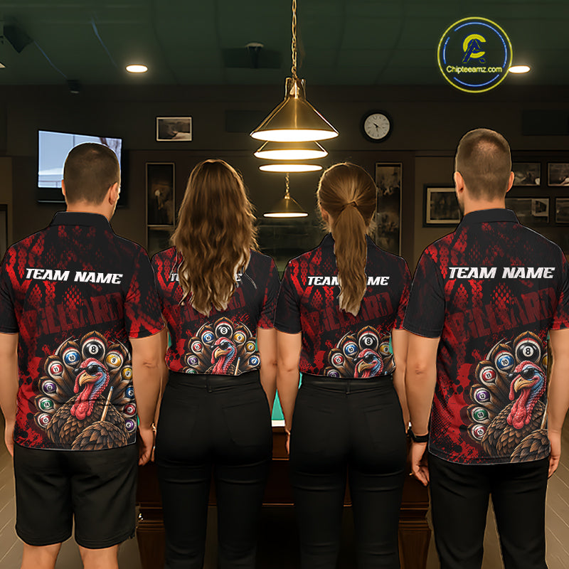 Custom Funny Turkey Billiard Shirts Red Billiard Pool Jersey