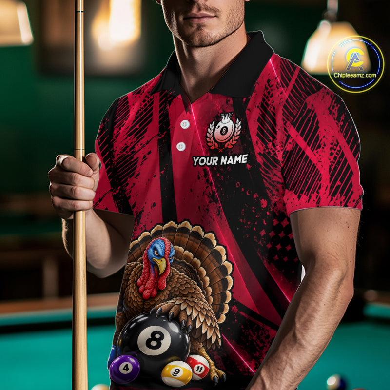 Custom Funny Turkey 8 Ball Billiard Shirts Team Pool Jersey