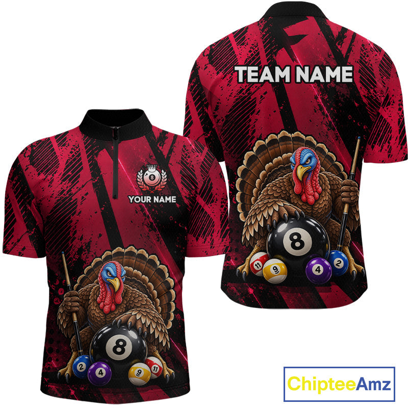Custom Funny Turkey 8 Ball Billiard Shirts Team Pool Jersey