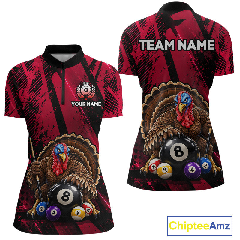 Custom Funny Turkey 8 Ball Billiard Shirts Team Pool Jersey