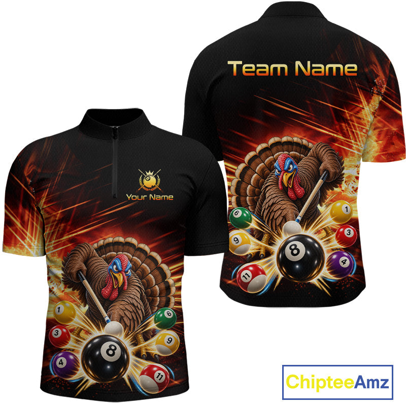 Custom Funny Turkey 8 Ball Billiard Shirts Team Pool Jersey