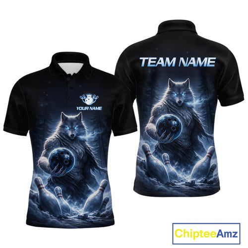 Custom Wolf Bowling Team Shirt Bowling League Jersey Polo & Quarter-Zip Bowling Shirt