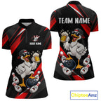Black & Red Funny Duck Bowling Jersey Custom Bowling Shirt Polo & 1/4 Zip