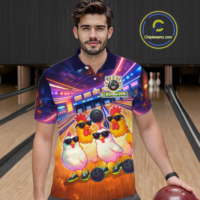 Custom Team of Four Chickens Bowling Shirts Funny Bowling Jersey