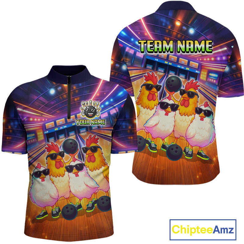 Custom Team of Four Chickens Bowling Shirts Funny Bowling Jersey